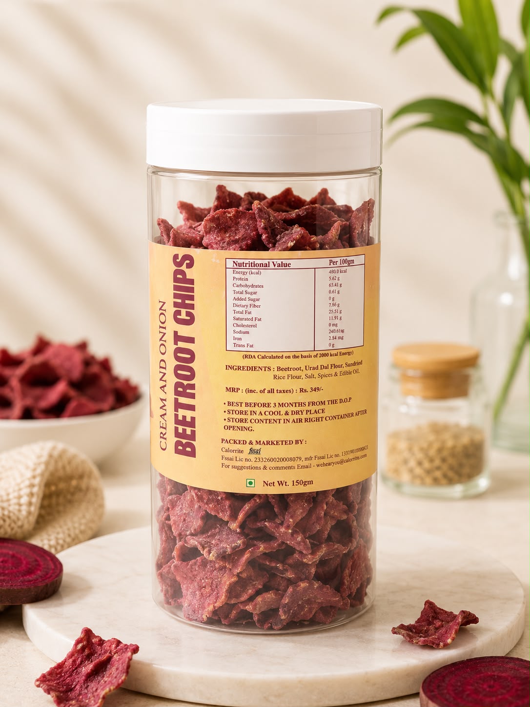 Calorrite Beetroot Chips - Cream and Onion